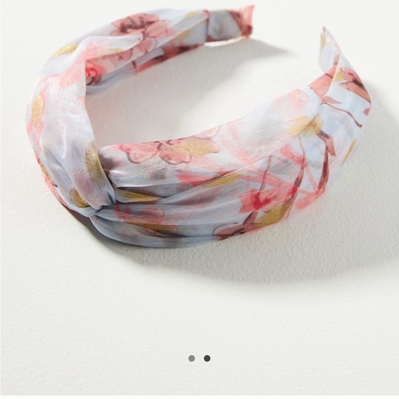 Anthropologie Floral Twist Headband in Light Blue, Pink & Gold NWOT - Picture 4 of 5